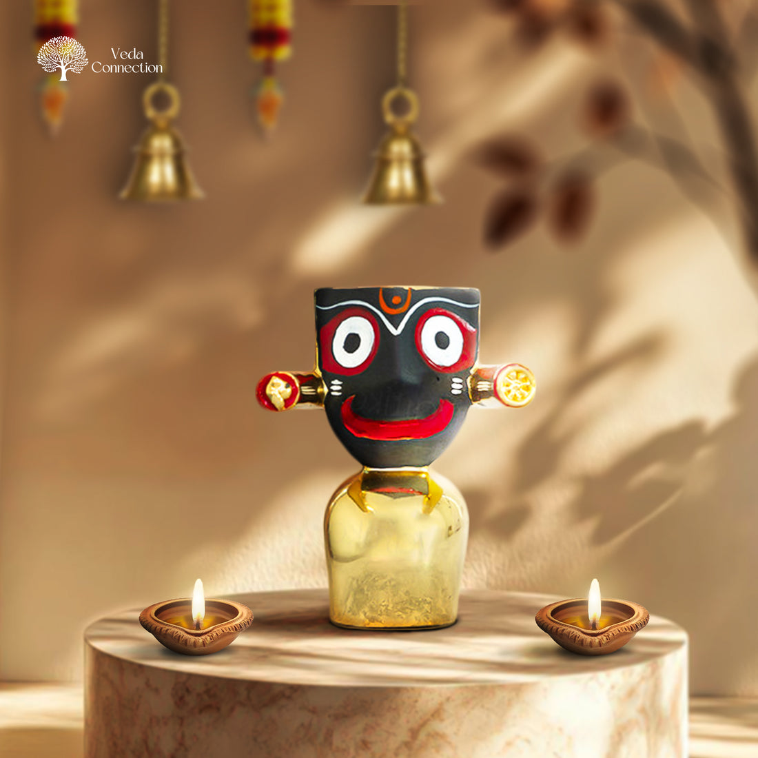 Gold Plated Lord Jagannath Murti Set – Divine 4-Inch Idols