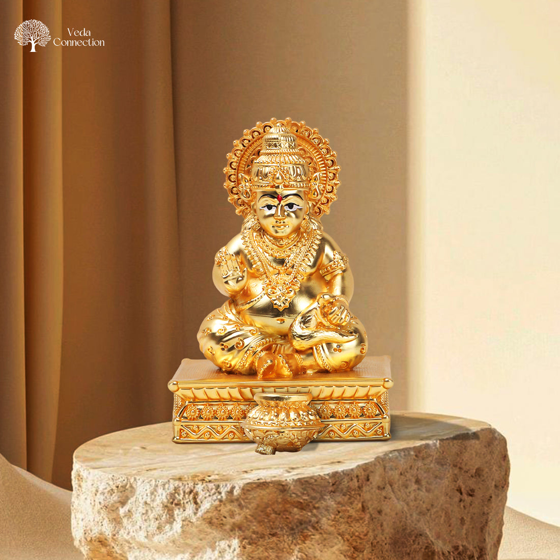 Gold Plated Kuber Ji Idol – 3.5 Inch | Wealth & Prosperity Symbol for Home & Office