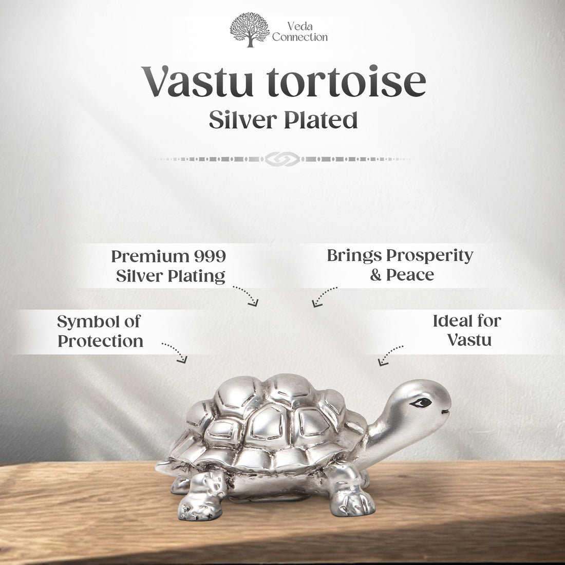 999 Silver Plated Vastu Tortoise Idol for Good Luck & Positive Energy