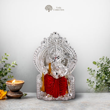 999 Silver Plated Ganesh Ji Lalbaugcha Raja Idol – 3 Inch