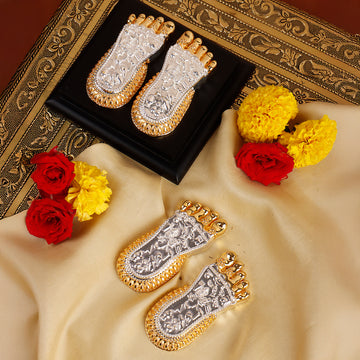 Shri Lakshmi Charan Paduka 24K Gold and 999 Silver Plated