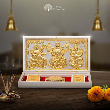 Ganesh Lakshmi Saraswati Pocket Temple 24 Karat Gold Coated