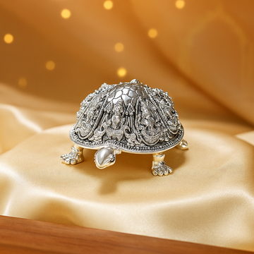 Silver Plated Ashtalakshmi Tortoise Idol β 3.5 Inch | 999 Silver with 5-Year Warranty