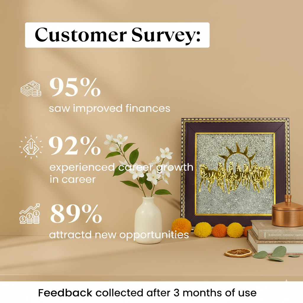 7 Horses on Raw Pyrite Frame | Vastu Wall Art for Success, Prosperity & Positive Energy