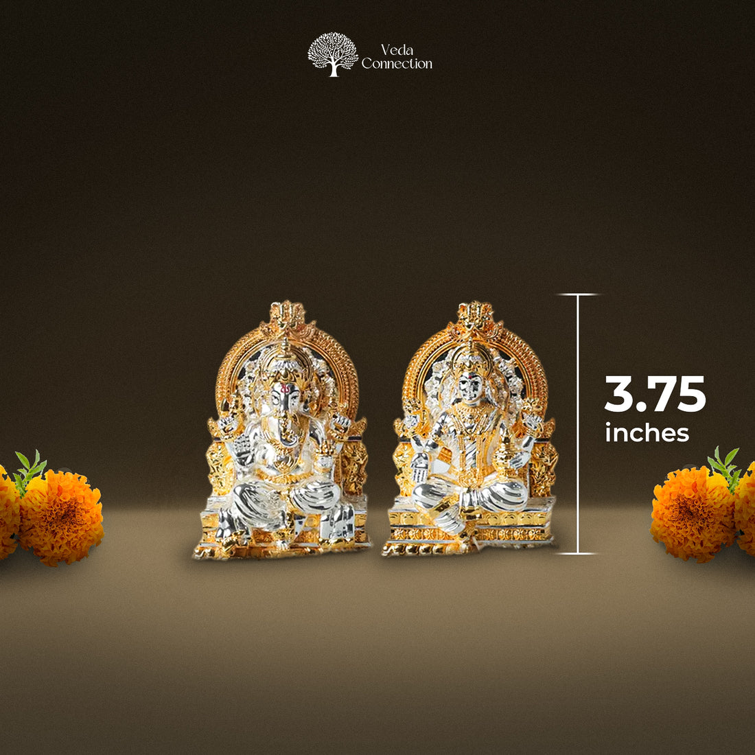 Veda Connection 24K Gold Plated Ganesha Laxmi Idol