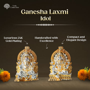 Veda Connection 24K Gold Plated Ganesha Laxmi Idol