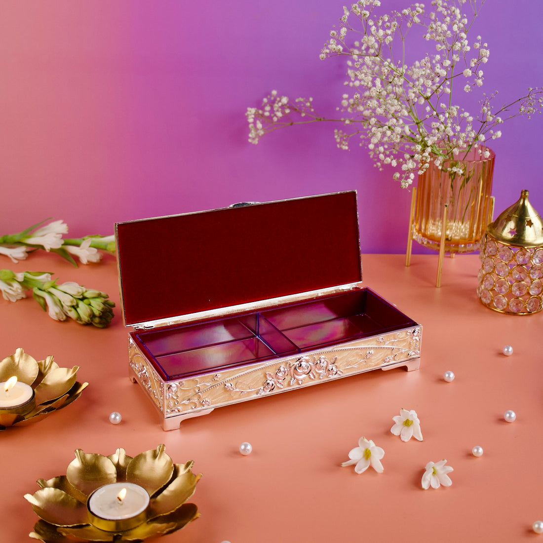 Regal Enamel Peacock Box – For Dry Fruits & Jewels