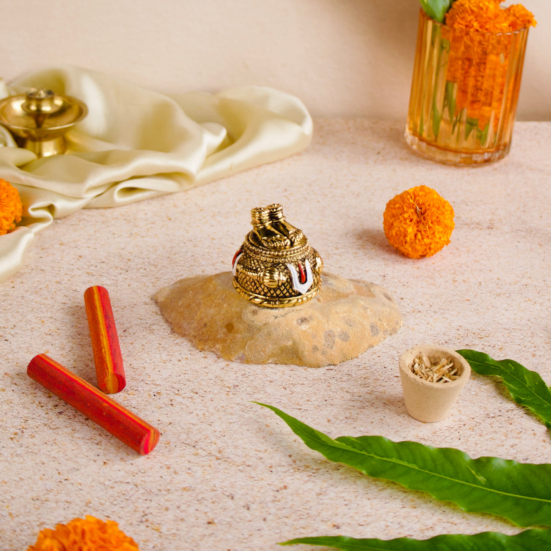 Hanuman Charan Idol – 3 Inch | Antique Gold Plated | Divine Feet of Strength & Devotion – Veda Connection