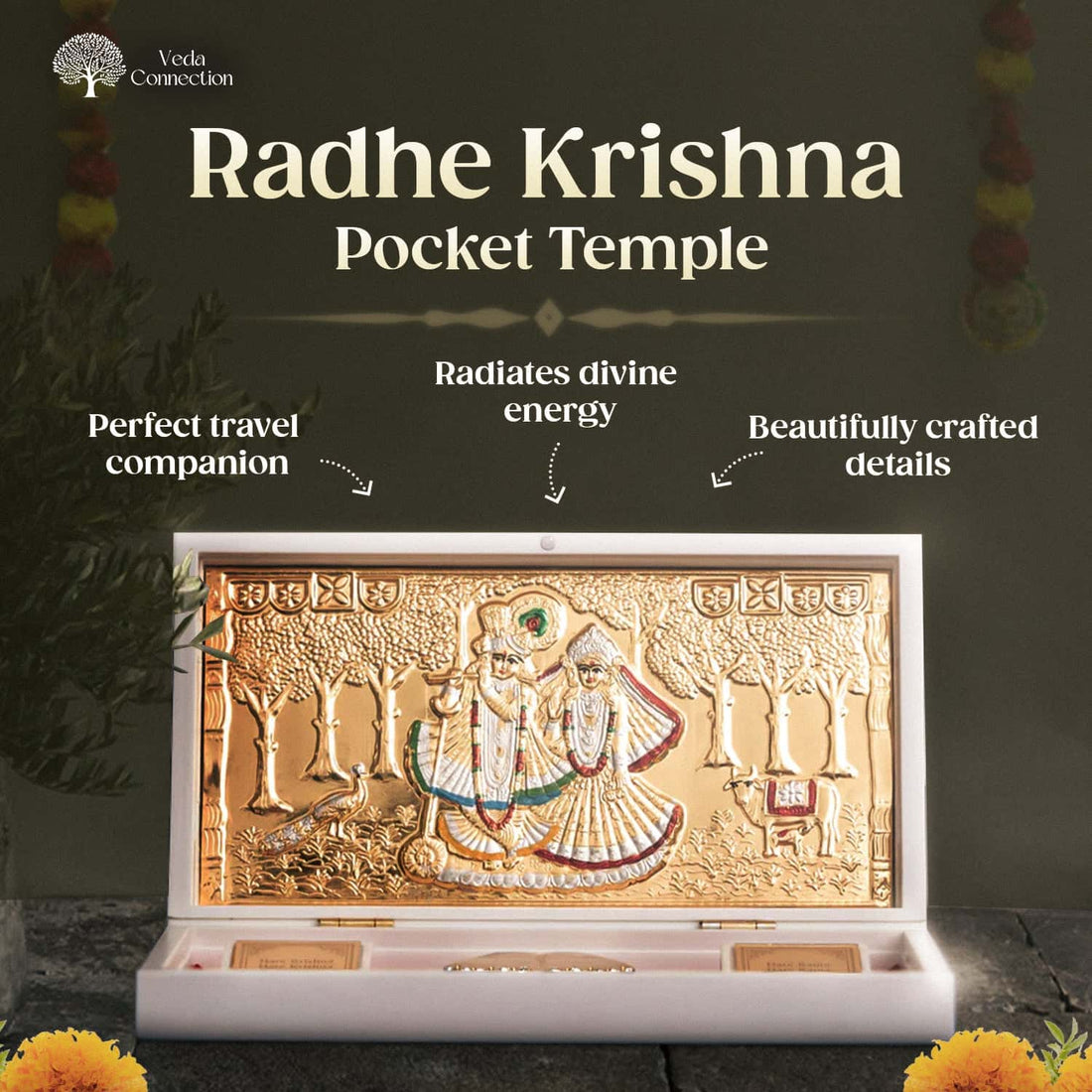 Radhe Krishna Pocket Temple 24 Karat Gold Coated