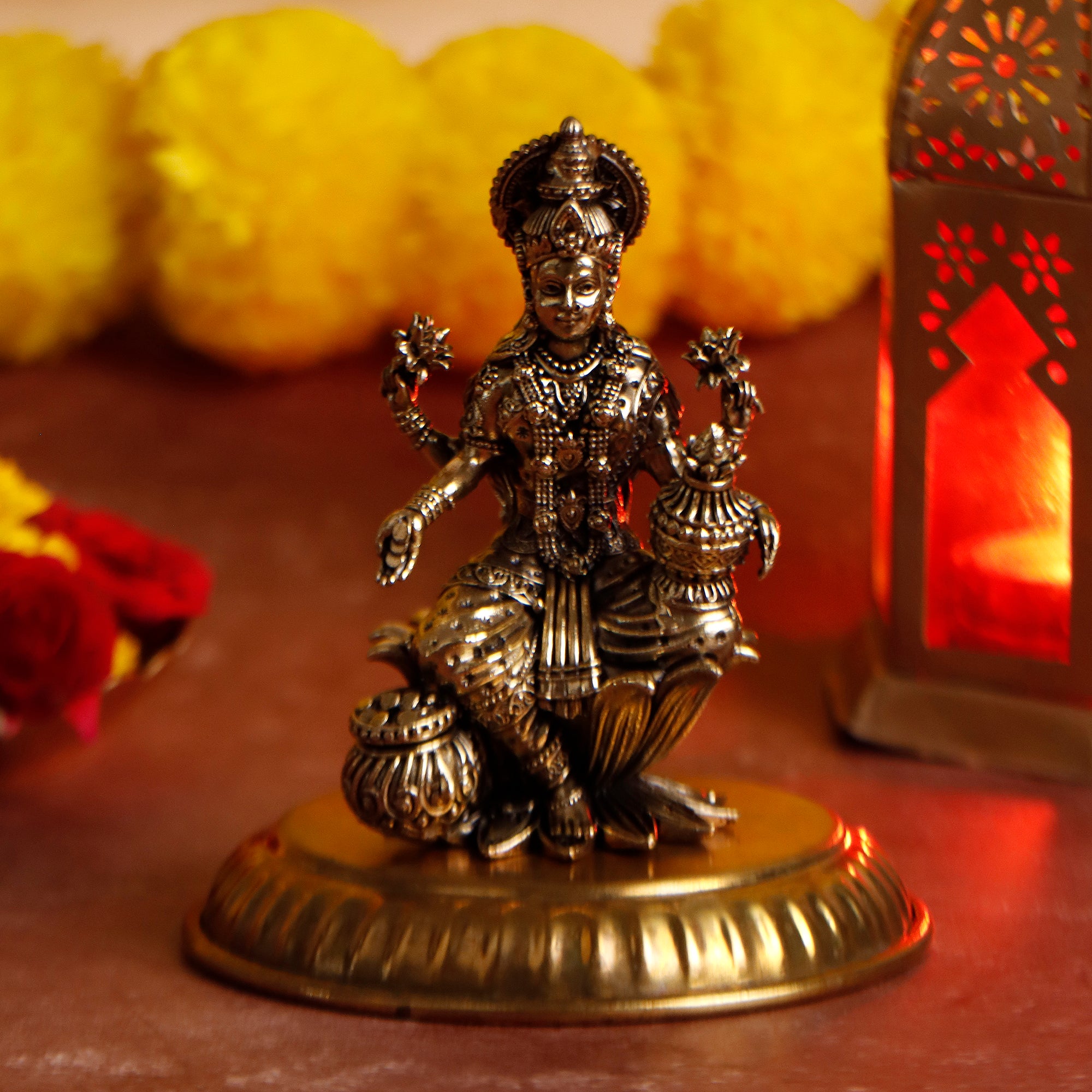 Brass Lakshmi Ji Idol | Wealth & Divine Grace for Home & Office