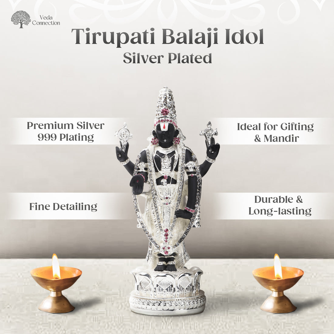 Silver Plated Tirupati Balaji Idol
