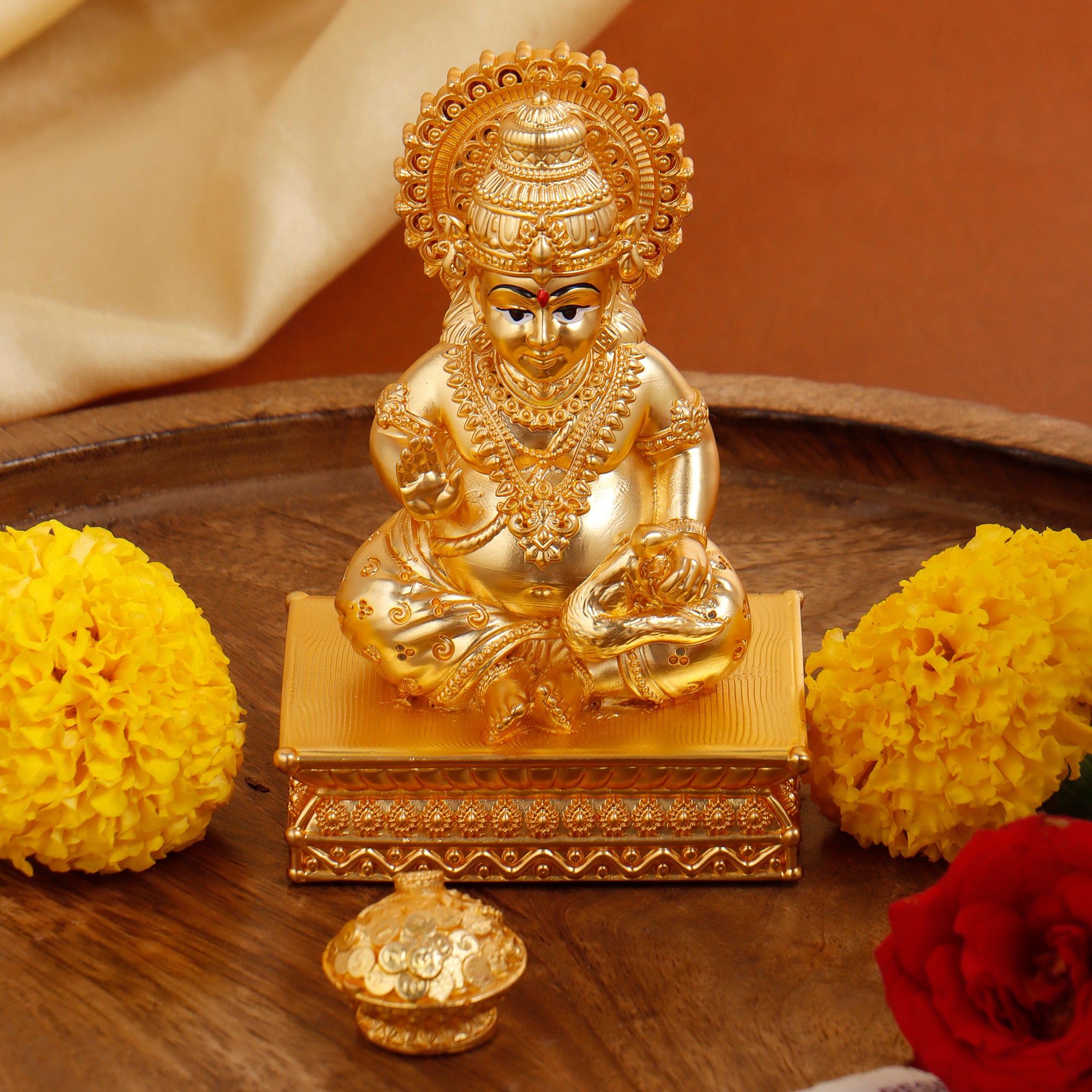 Gold Plated Kuber Ji Idol – 3.5 Inch | Wealth & Prosperity Symbol for Home & Office