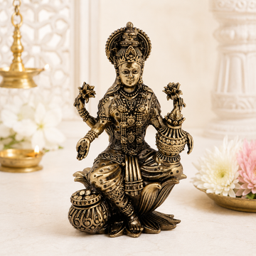 Brass Lakshmi Ji Idol | Wealth & Divine Grace for Home & Office