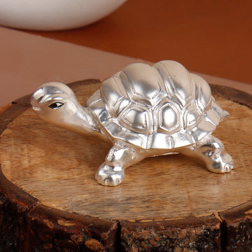 999 Silver Plated Vastu Tortoise Idol for Good Luck & Positive Energy