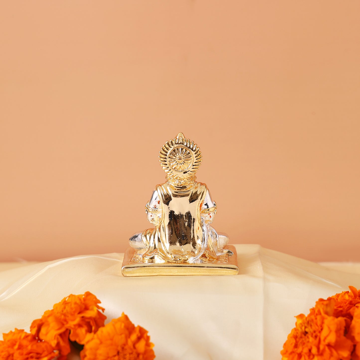 Meditating Lord Hanuman Murti - 24K Gold and 999 Silver Plated Idol