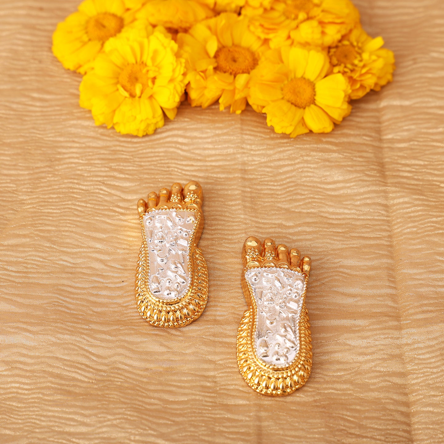 Shri Lakshmi Charan Paduka 24K Gold and 999 Silver Plated