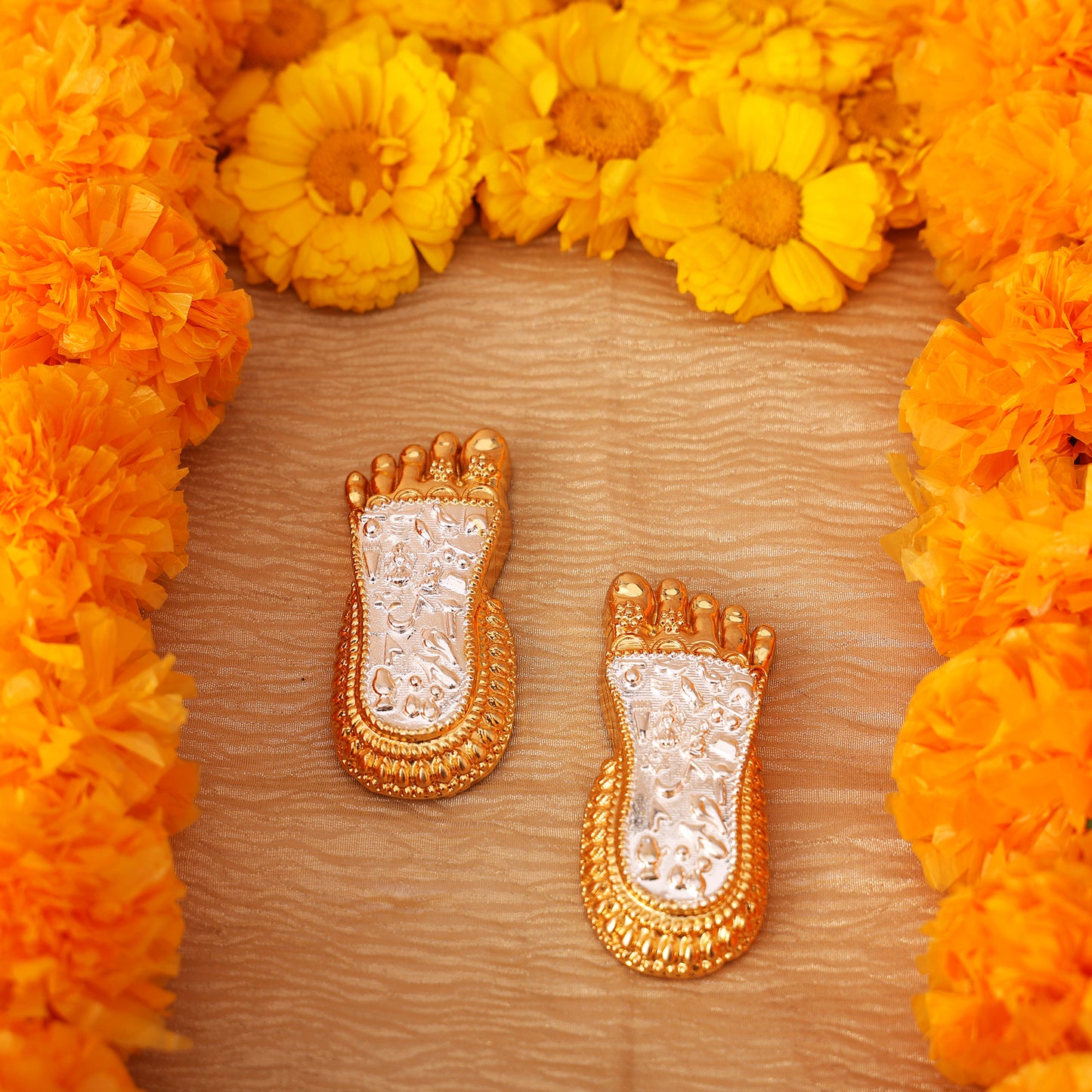 Shri Lakshmi Charan Paduka 24K Gold and 999 Silver Plated