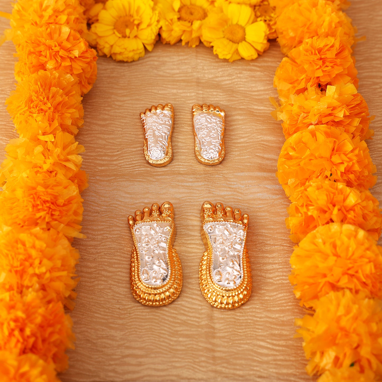 Shri Lakshmi Charan Paduka 24K Gold and 999 Silver Plated