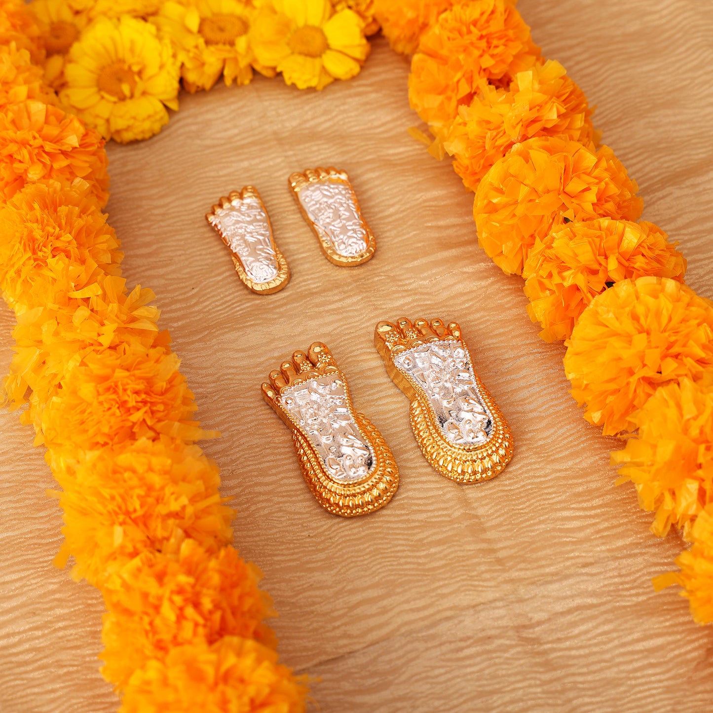 Shri Lakshmi Charan Paduka 24K Gold and 999 Silver Plated