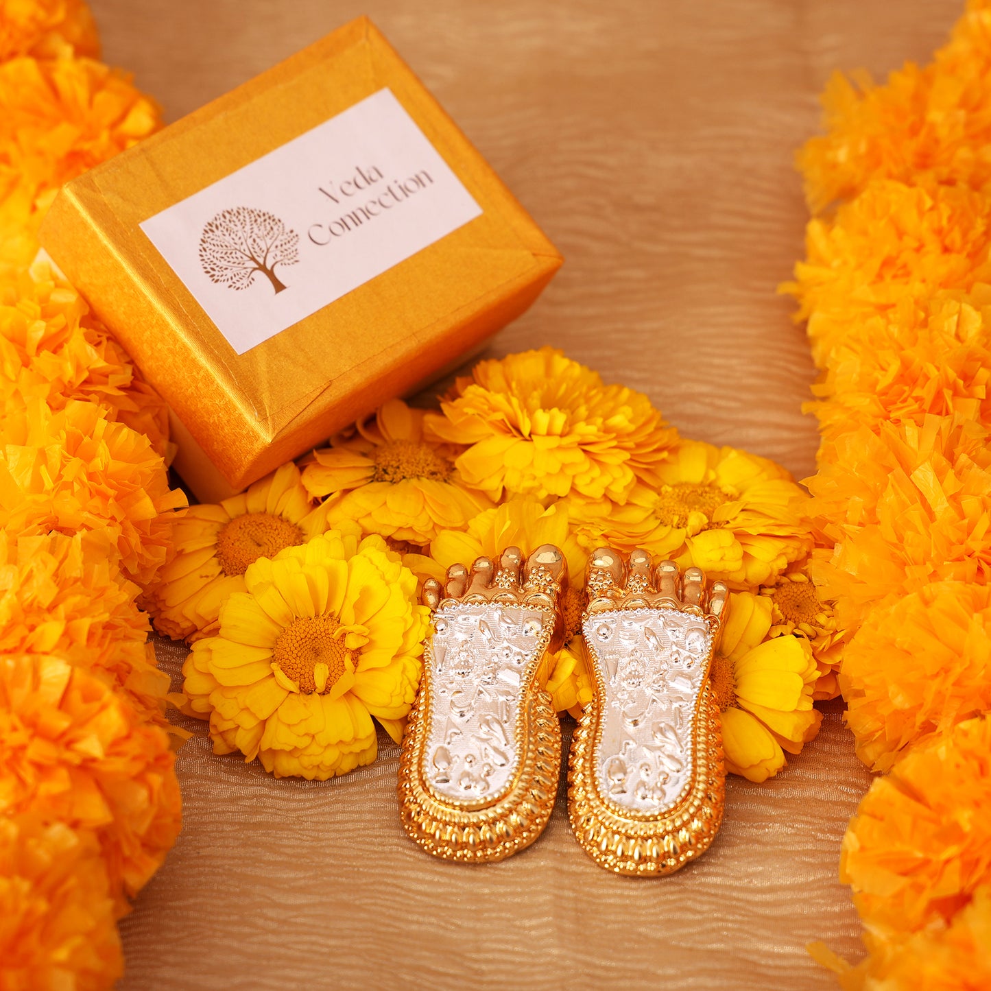 Shri Lakshmi Charan Paduka 24K Gold and 999 Silver Plated