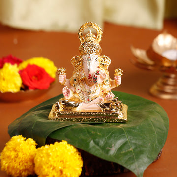 Gold Plated Dagdusheth Halwai Ganpati Murti – Divine Prosperity & Blessings (3.75 inches)