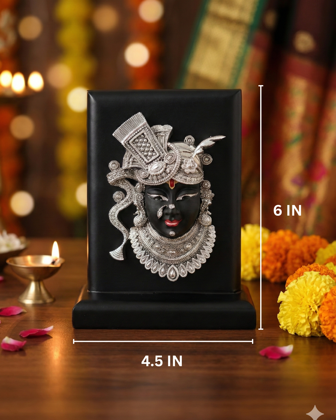 Shrinath Ji Idol 6 Inch – Premium Silver Plated Murti on MDF Base
