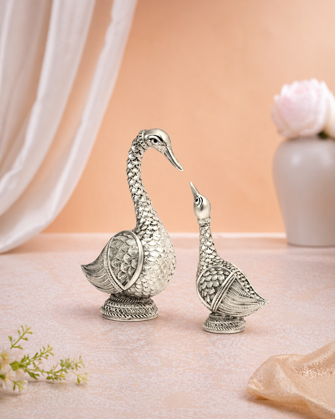 Swan Pair Idol 999 Silver Plated - Symbol of Love & Affection