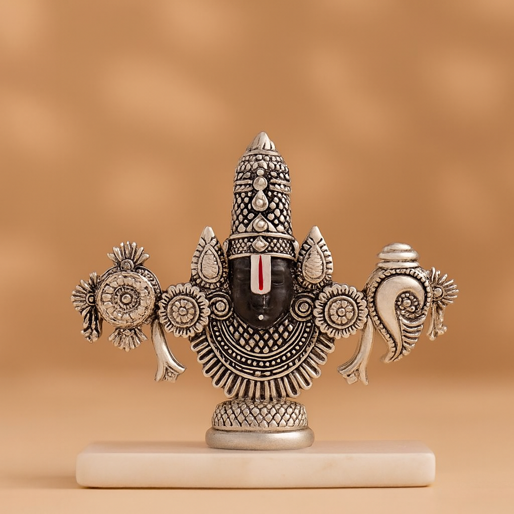 Balaji Face Idol – 999 Silver Plated | Perfect for Desk, Mandir & Car Dashboard