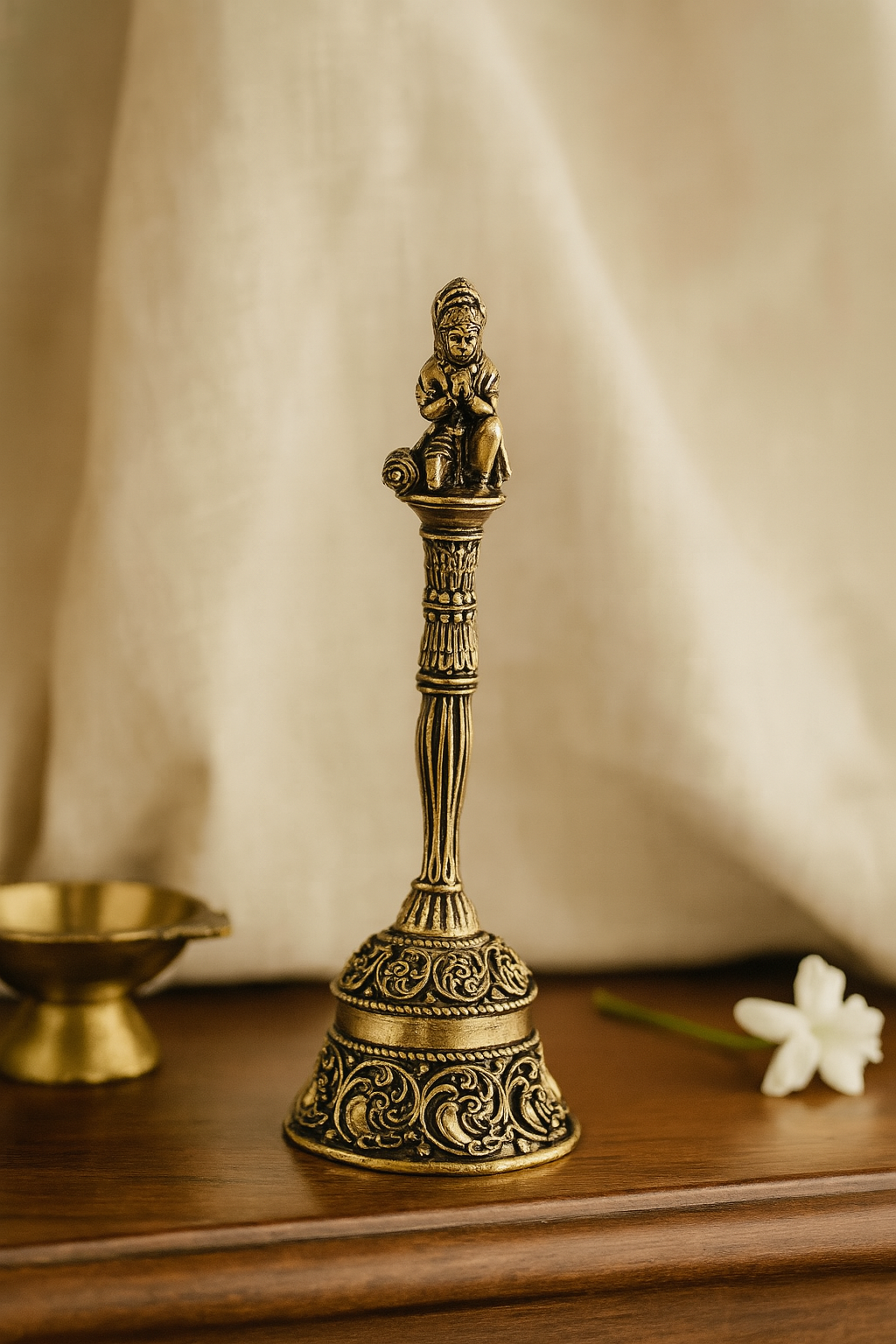 Brass Hanuman Bell – Sacred Pooja Ghanti for Home Temple