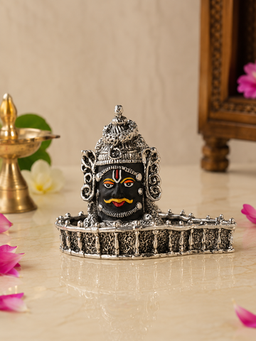 Silver Plated Mahakal Shivling 4 Inch | Lord Shiva Shivling for Home Temple & Pooja