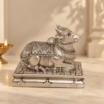 999 Silver Plated Nandi Bull Statue | Nandi Idol for Home & Pooja Room