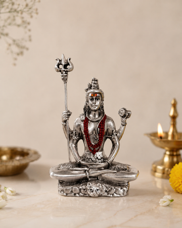 God Shiva Statue Murti - 999 silver Plated for Spiritual Blessings