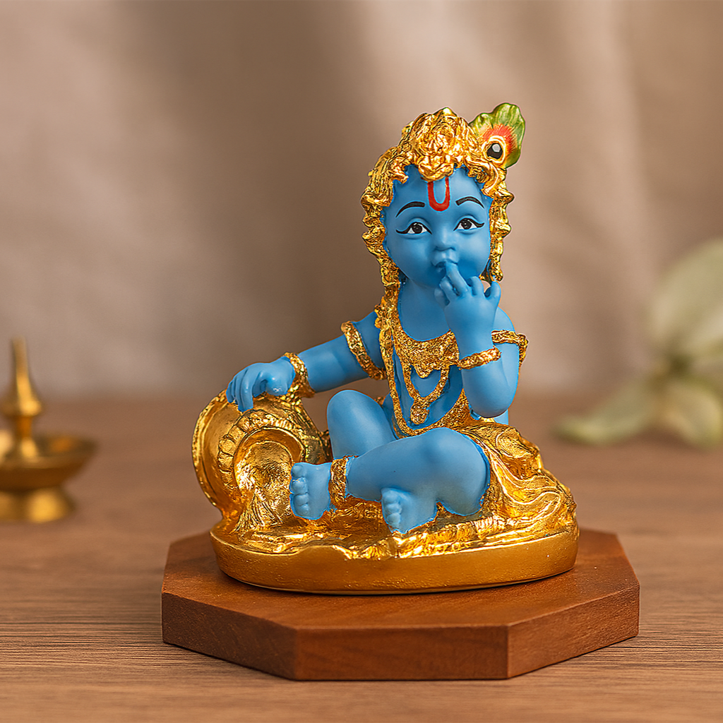 Krishna Laddoo Gopal 24 Karat Gold Plated Idol