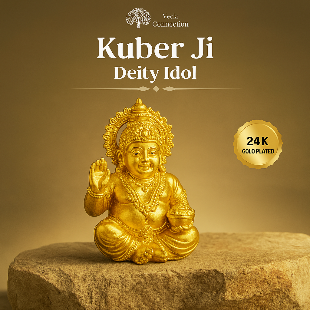 Gold Plated Kuber Ji Idol – 3.5 Inch | Wealth & Prosperity Symbol for Home & Office