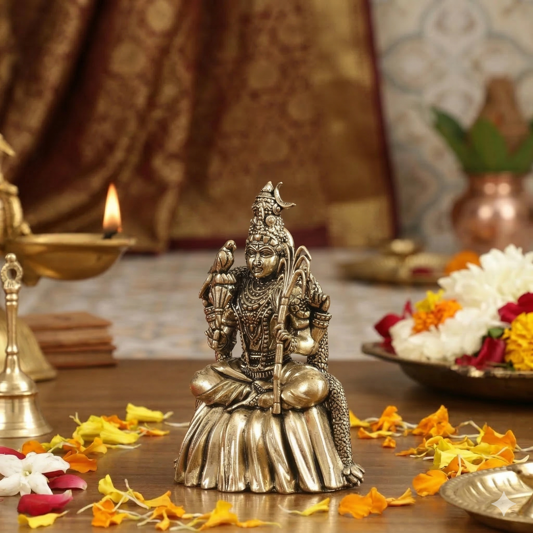 Brass Superfine Lalitha Devi Rajarajeshwari Idol – Kamakshi Amman Murti 4 Inch | Premium Brass Hindu Goddess Statue for Home Temple