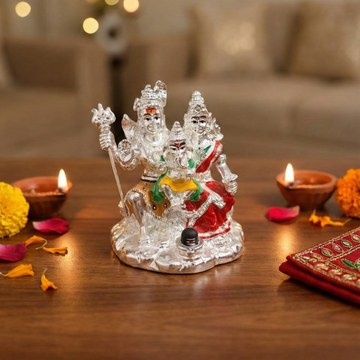 Shiv Parivar Idol 3.75 Inch – Premium Silver Plated