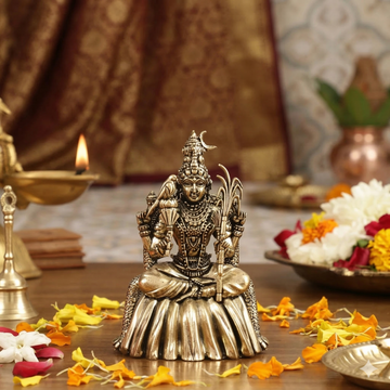 Brass Superfine Lalitha Devi Rajarajeshwari Idol – Kamakshi Amman Murti 4 Inch | Premium Brass Hindu Goddess Statue for Home Temple