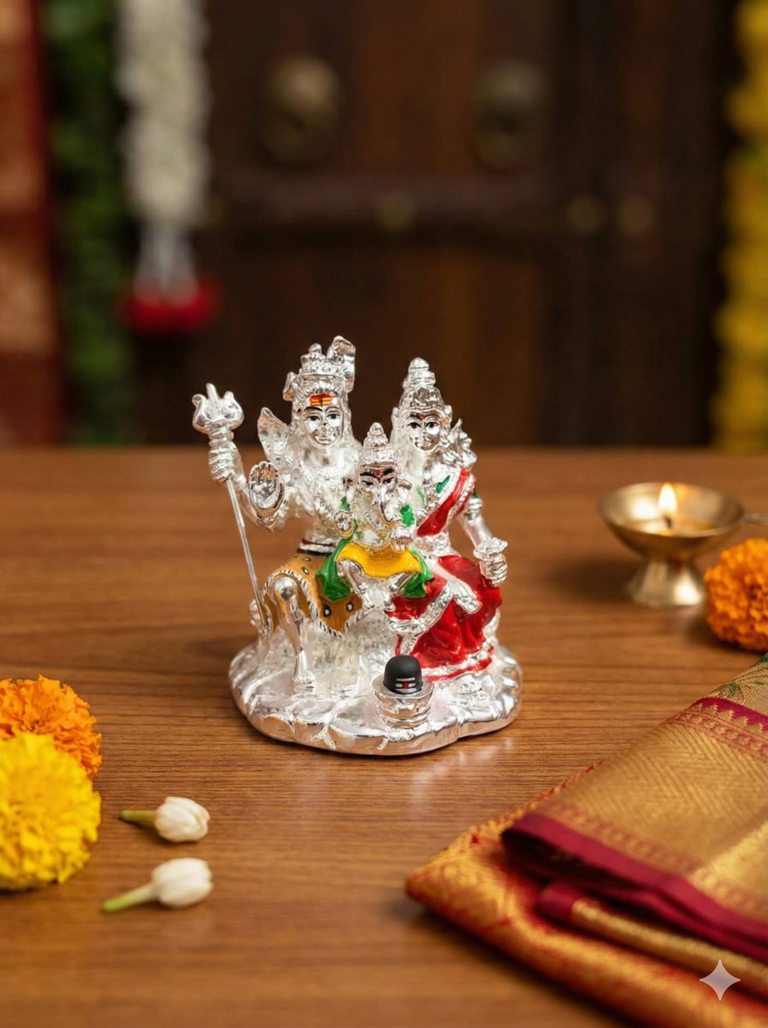 Shiv Parivar Idol 3.75 Inch – Premium Silver Plated