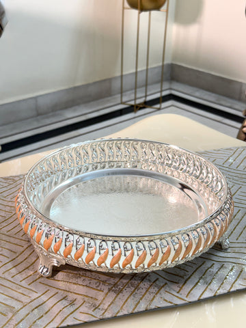 Noor Silver Enamel Tray for Bulk Orders | Premium Corporate, Wedding & Festive Gifting