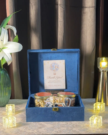 Kamdhenu Cow Gold & Silver Plated Hamper with 2 Salsa Jars | Premium Bulk Corporate & Festive Gifting