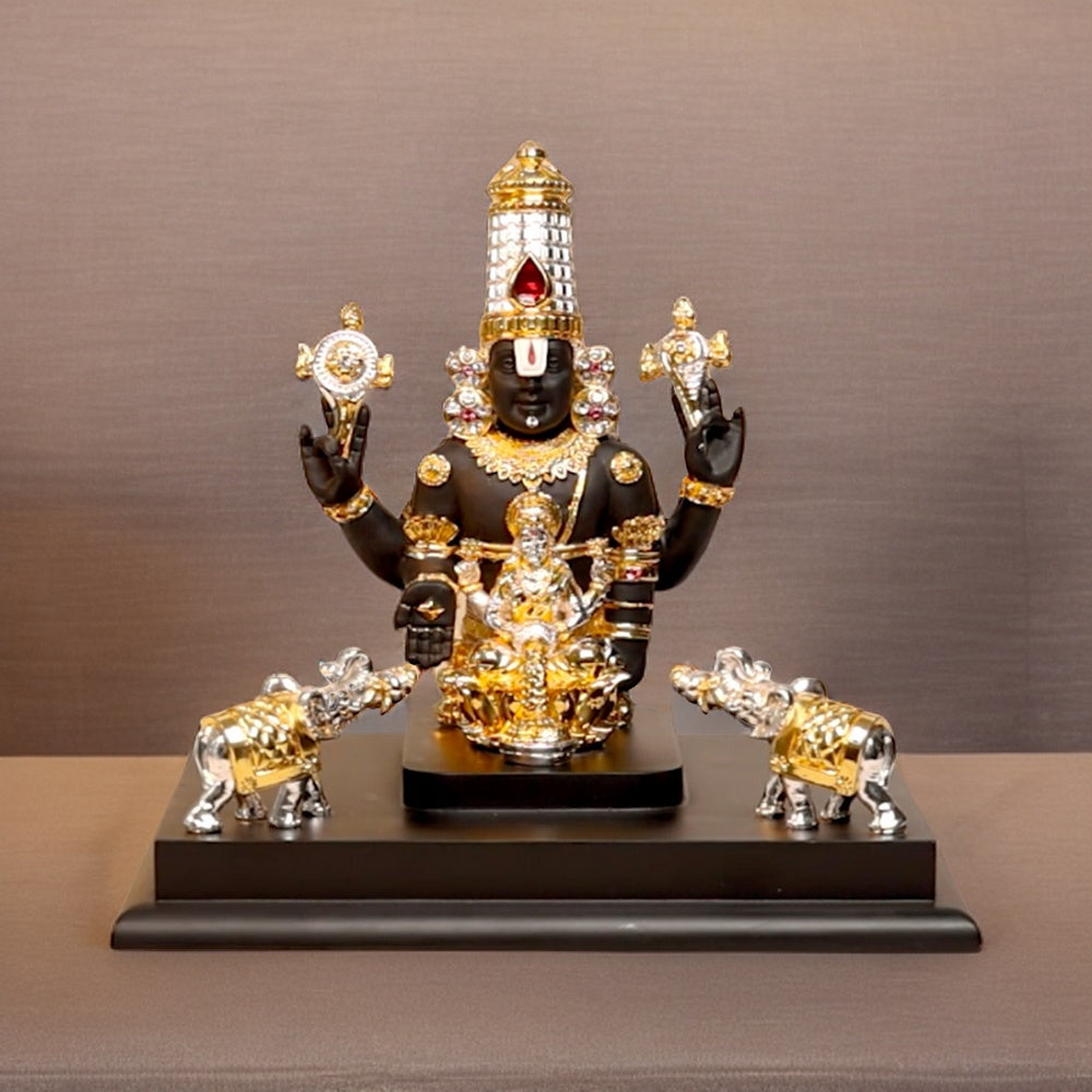 Gajalakshmi Venkateshwara 9 inch Tirupati Balaji Gold & Silver Plated