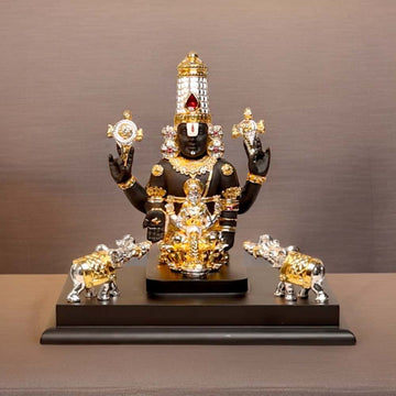 Gajalakshmi Venkateshwara 9 inch Tirupati Balaji Gold & Silver Plated