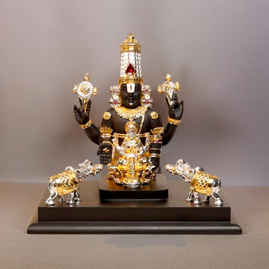 Gajalakshmi Venkateshwara 9 inch Tirupati Balaji Gold & Silver Plated