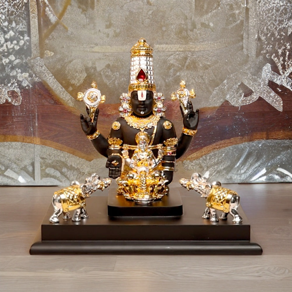 Gajalakshmi Venkateshwara 9 inch Tirupati Balaji Gold & Silver Plated