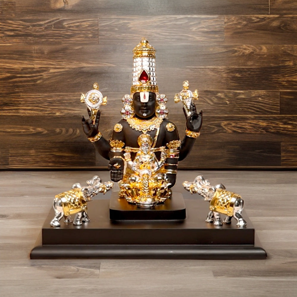 Gajalakshmi Venkateshwara 9 inch Tirupati Balaji Gold & Silver Plated