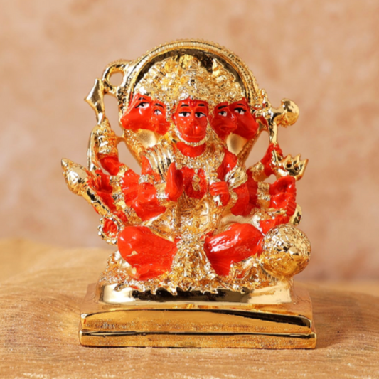 Panchmuki Hanuman Ji Murti Statue 24K Gold Coated Idol