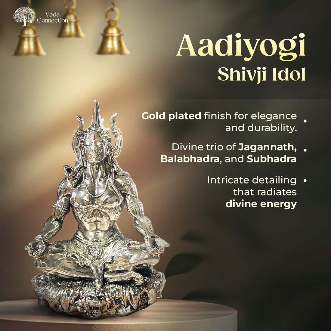 Silver Plated Adiyogi Shiv Ji Idol – 4 Inch