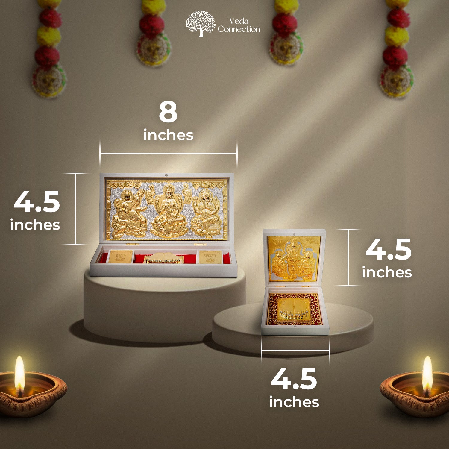 Ganesh Lakshmi Saraswati Pocket Temple 24 Karat Gold Coated – Veda