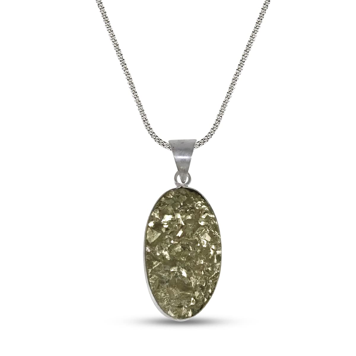 Pyrite Stone Pendant Money Magnet Crystal Locket & Chain