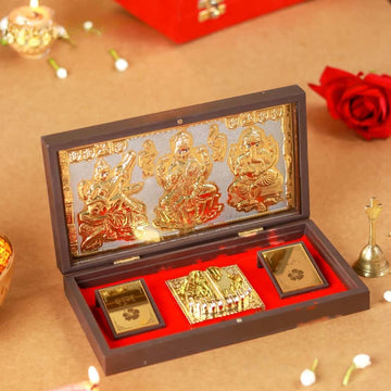Ganesh Lakshmi Saraswati Pocket Temple 24 Karat Gold Coated